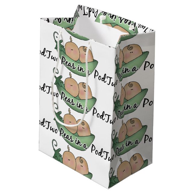 twins boy girl Two peas in a pod medium gift bag (Back Angled)