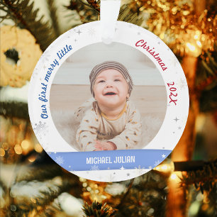Twins Boys 2 Photos First Merry Little Christmas Ornament