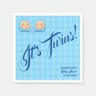 Twins Boys Baby Shower Party Blue.  Napkins