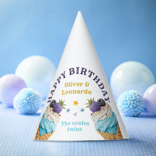 Twins Boys' Ice Cream Birthday Party Favour Box Hat