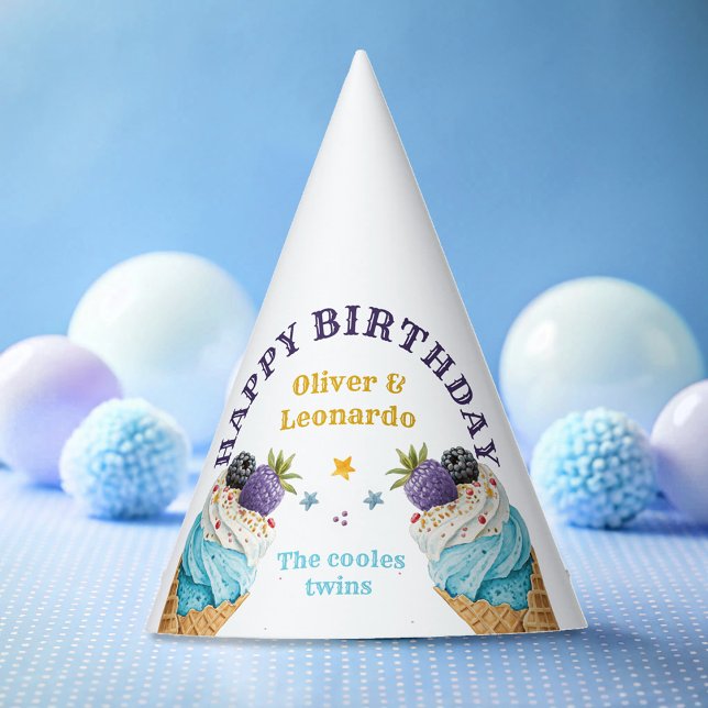 Twins Boys' Ice Cream Birthday Party Favour Box Hat (Creator Uploaded)