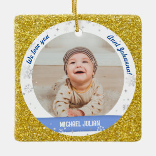 Twins Boys Photos Aunt Cute First Christmas Baby Ceramic Ornament