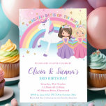 Twins Brunette Blonde Princesses Unicorn Birthday Invitation<br><div class="desc">Whimsical Twins Princess and Unicorn Birthday Party Invitation, featuring a rainbow unicorn and lovely princesses. Personalise this awesome Princess and Unicorn Party Invitation with your party details easily and quickly, simply press the customise it button to further re-arrange and format the style and placement of the text. Exclusive design (c)...</div>