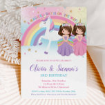 Twins Brunette Princesses and Unicorn Birthday Invitation<br><div class="desc">Whimsical Twins Princess and Unicorn Birthday Party Invitation, featuring a rainbow unicorn and lovely princesses. Personalise this awesome Princess and Unicorn Party Invitation with your party details easily and quickly, simply press the customise it button to further re-arrange and format the style and placement of the text. Exclusive design (c)...</div>