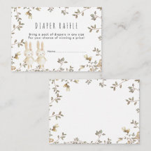 twins bunny floral Diaper Raffle enclosure card