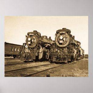 "Twins" Canadian National Railroad Locomotives Poster