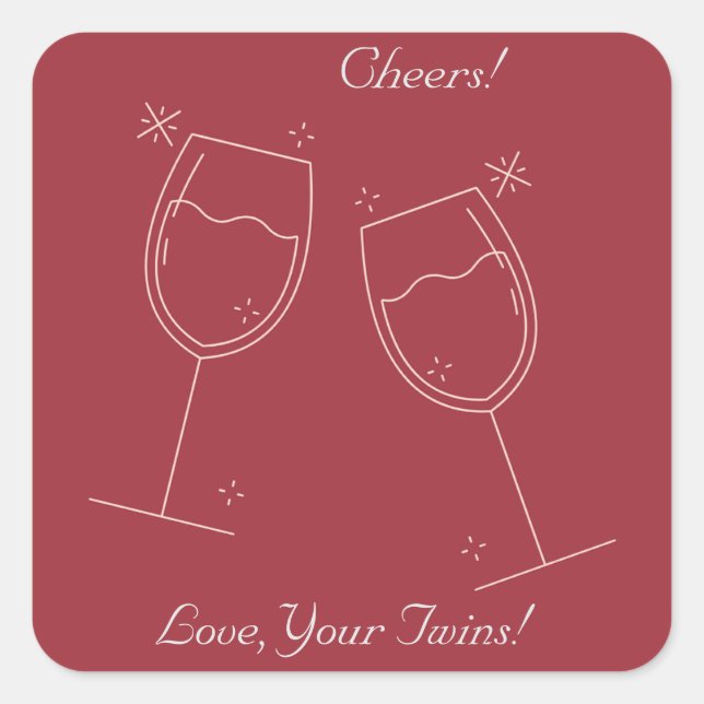Twins Cheers Their Mum Square Sticker (Front)