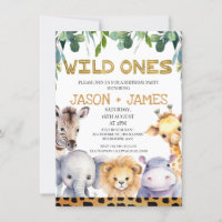 Twins Cheetah Print Wild Ones Safari 1st Birthday