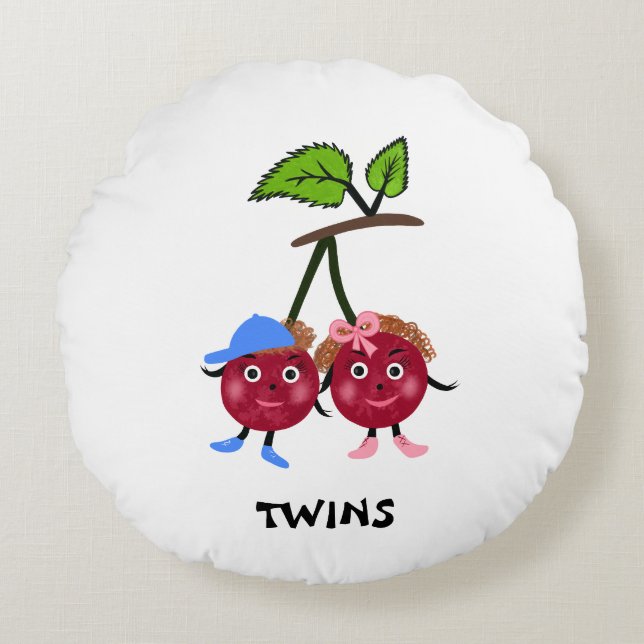 Twins cherries  round cushion (Front)