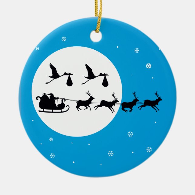 TWINS Christmas Pregnancy Ornament- Coming to Town Ceramic Tree Decoration (Front)