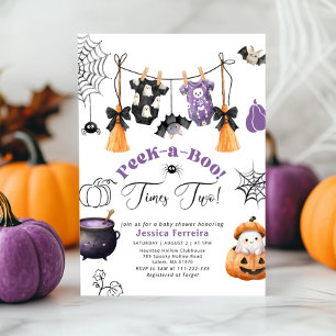 Twins Clothesline Little Boo Baby shower Invitation
