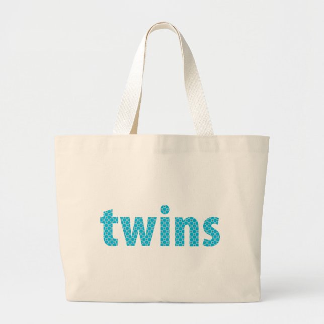 TWINS COLLECTION - boys {aqua} Large Tote Bag (Front)