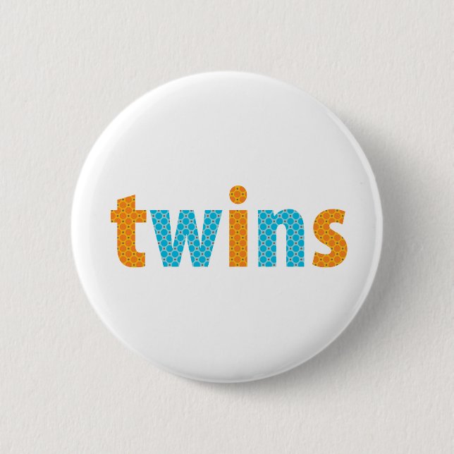 TWINS COLLECTION - boys {orange + aqua} 6 Cm Round Badge (Front)