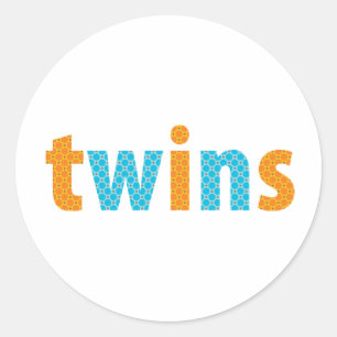 TWINS COLLECTION - boys {orange + aqua} Classic Round Sticker