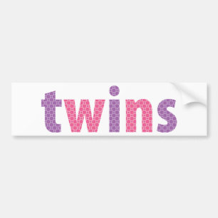 TWINS COLLECTION - girls {violet + pink} Bumper Sticker
