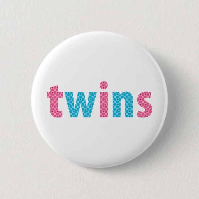 TWINS COLLECTION - mixed {aqua + pink} 6 Cm Round Badge (Front)
