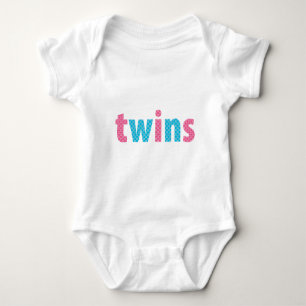 TWINS COLLECTION - mixed {aqua + pink} Baby Bodysuit