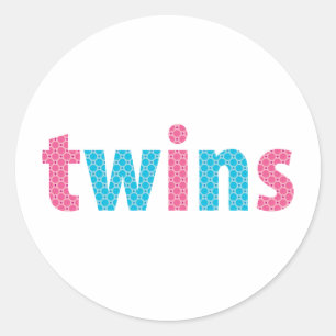 TWINS COLLECTION - mixed {aqua + pink} Classic Round Sticker