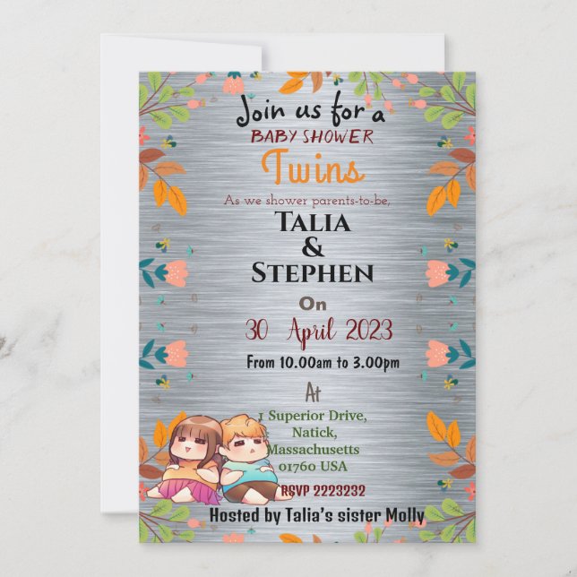 Twins coming invitation (Front)