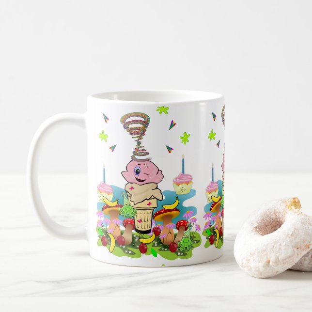Twins Cupcake Happy Birthday Mug  (With Donut)