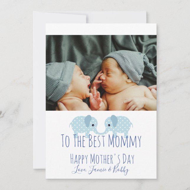 Twins Custom Photo Happy Mother's Day Holiday Card (Front)