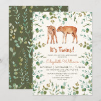 Twins Cute Baby Bison Baby Shower