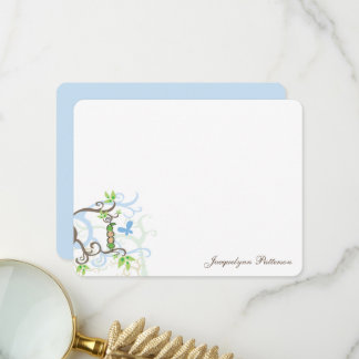 Twins Cute Baby Boys Whimsical Blue Peas in Pod Thank You Card