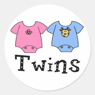 Twins Cute Bodysuit 1 girl & 1 Boy Classic Round Sticker