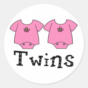 Twins Cute Bodysuit 2 girls Classic Round Sticker