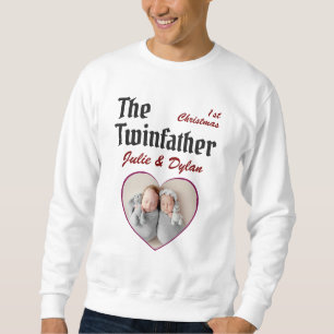 Twins Dad Twins Father 1st Christmas Photo Collage Sweatshirt
