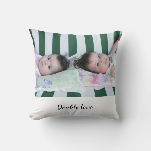 Twins Double Love, Hearts Pattern Cushion (Front)
