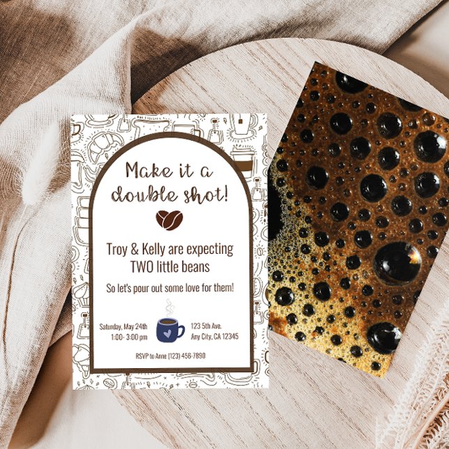 Twins Double Shot Coffee Baby Shower Invitation (Creator Uploaded)