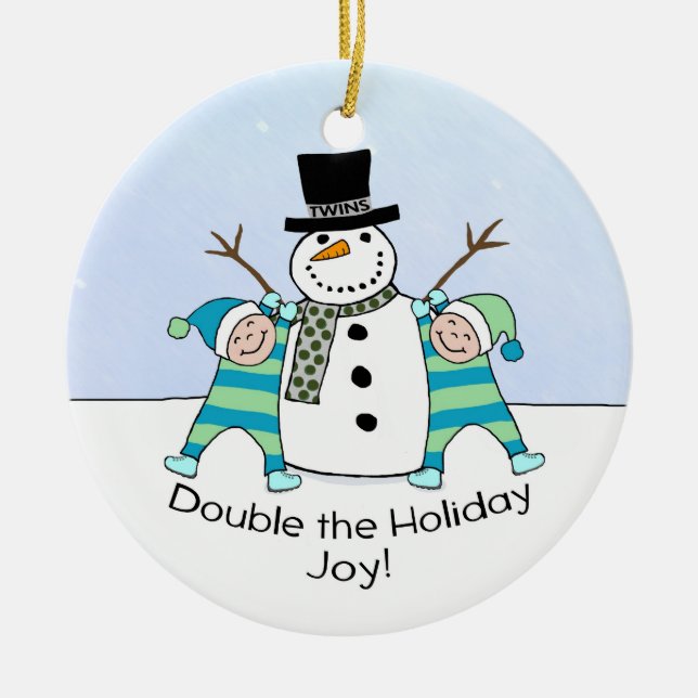 TWINS: Double the Holiday Joy! Ceramic Tree Decoration (Front)
