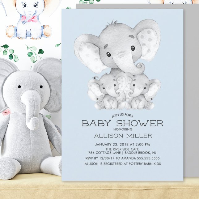 TWINS Elephant baby Shower Invitation (Creator Uploaded)