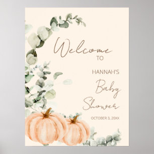 Twins Fall Little Pumpkin Baby Shower Welcome Poster