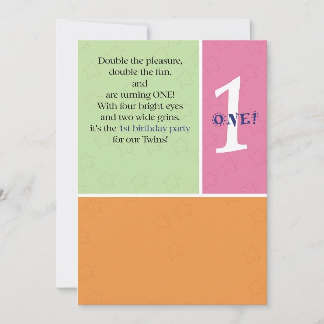 Twins First Birthday Invitation (Front)