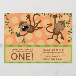 Twin's first birthday party invitations. invitation