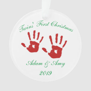 Twins' First Christmas Ceramic Holiday Ornament