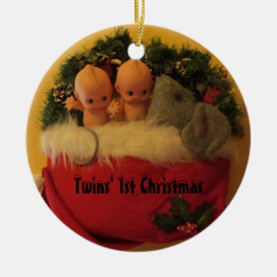 Twins' First Christmas Ceramic Tree Decoration