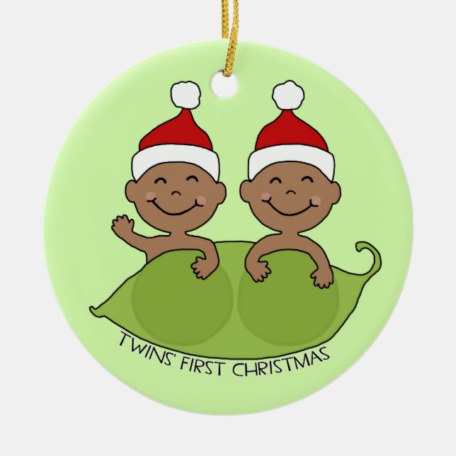 TWINS' FIRST CHRISTMAS CERAMIC TREE DECORATION (Front)