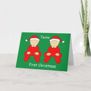 Twins First Christmas Holiday Card