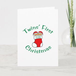 Twins First Christmas Holiday Card