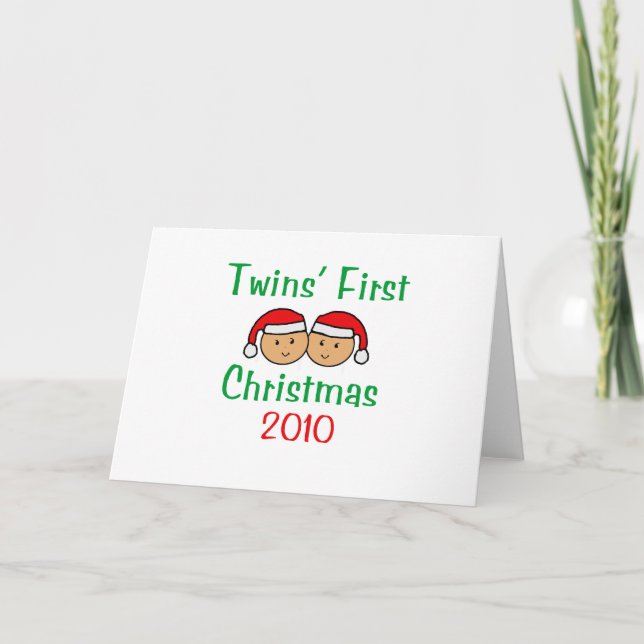 Twins First Christmas Holiday Card (Front)