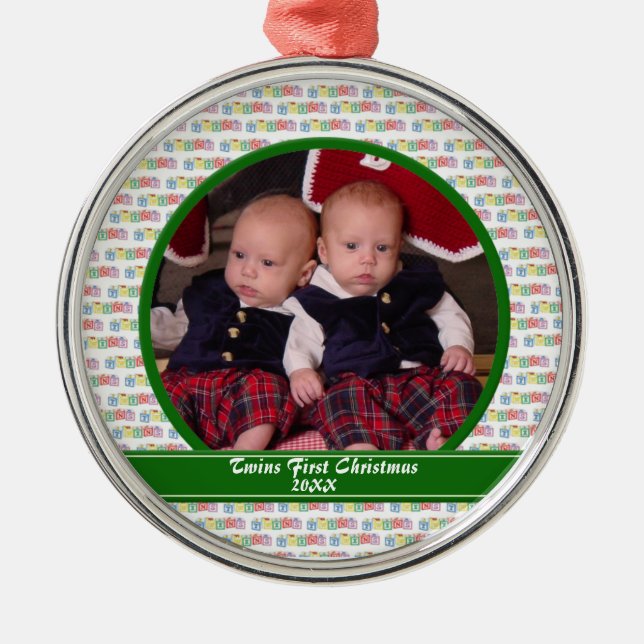 Twins  First Christmas Ornament (Front)