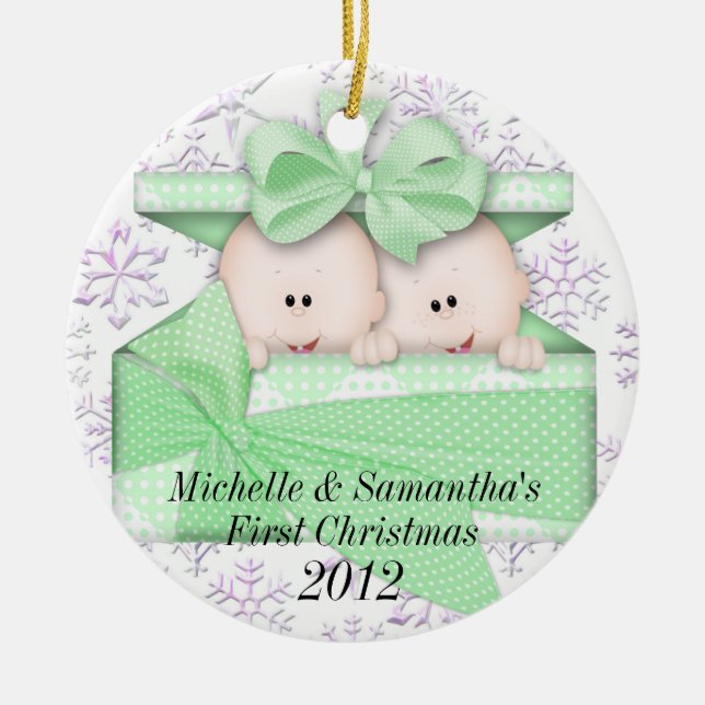Twins First Christmas Ornament (Front)