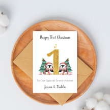 Twins First Christmas Penguin Card