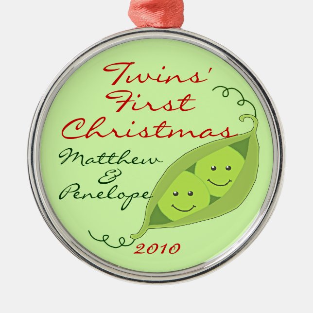 Twins' First Christmas Personalised Ornament (Front)