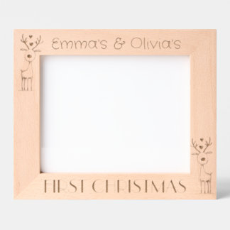 Twins First Christmas, Personalized Landscape Etched Frames