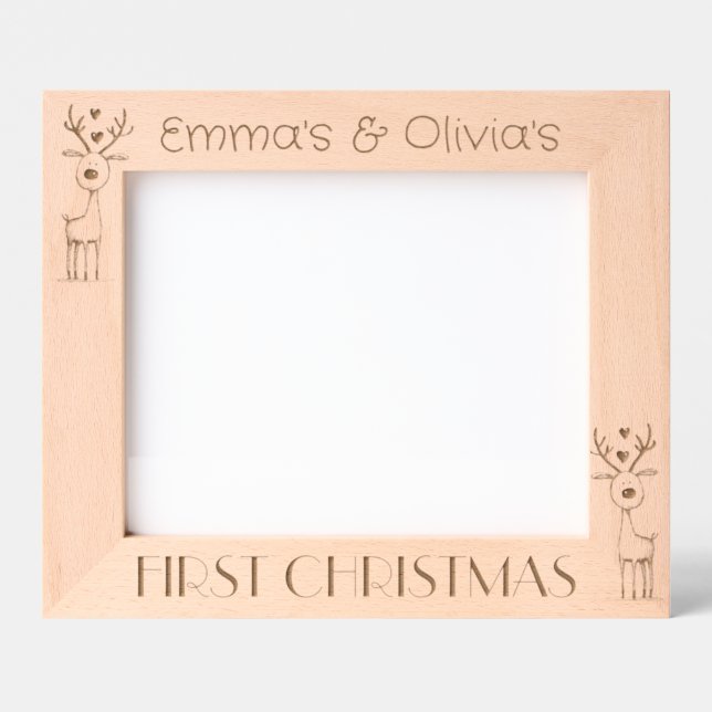 Twins First Christmas, Personalized Landscape   Etched Frames (Front)