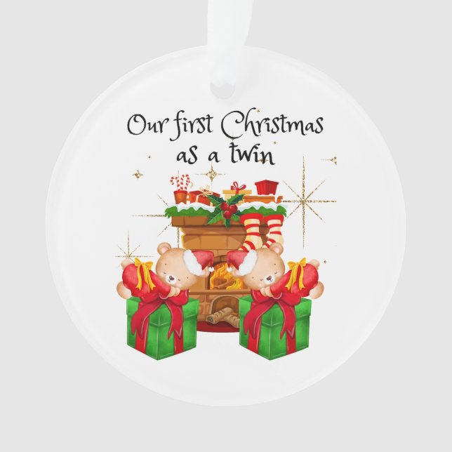 Twins first Christmas round ornament (Front)